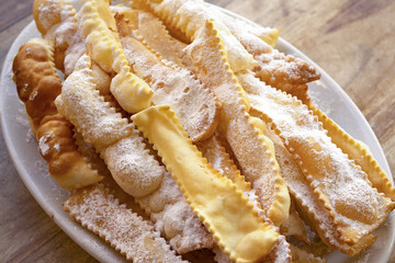 traditional carnival sweet called chiacchiere