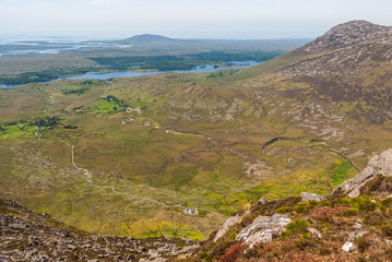Fototapeta na wymiar Mountain landscape with sky Ireland's Connemara National Park