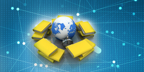 3d rendering folder with documents