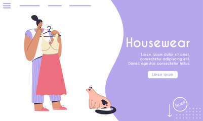 Vector landing page of Housewear concept