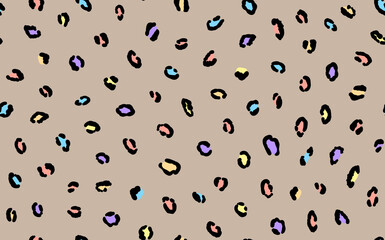 Abstract modern leopard seamless pattern. Animals trendy background. Colorful decorative vector stock illustration for print, card, postcard, fabric, textile. Modern ornament of stylized skin
