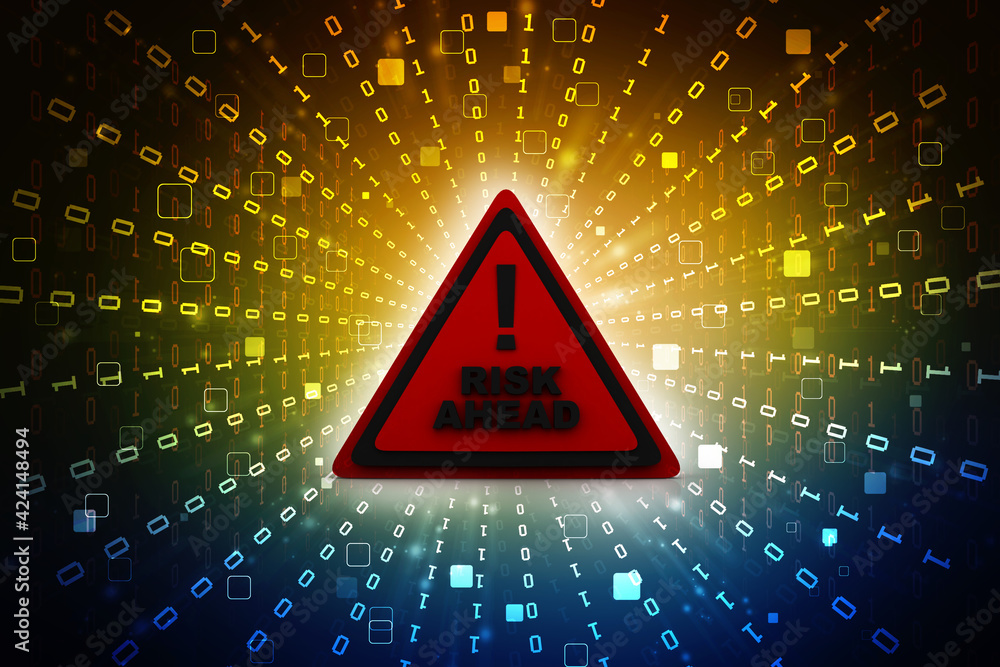 Poster 3d rendering exclamation sign with warning
