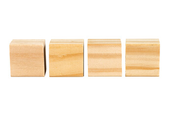 Four wood block cubes isolated on white background. With clipping path.