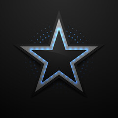 Obraz premium Black star shape with blue light effect