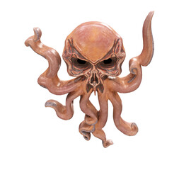 3D render Octopus orange on white background