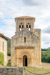Fototapeta premium Romanesque hermitage of San Pedro de Tejada. Romanesque jewel in Spain located in the Valdivielso Valley, Burgos, Castilla y León, Spain