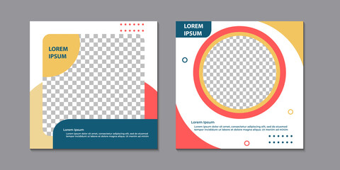 Naklejka premium Set of creative webinar social media post templates with pastel color. Suitable for online marketing promotion banner, webinar, seminar, flyer, ads, etc.
