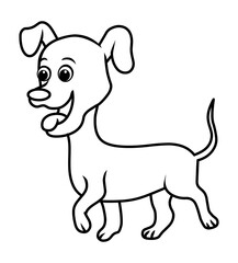 Walking dog cartoon line drawing