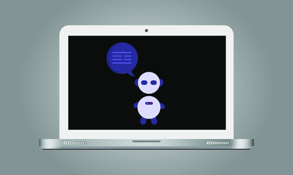 Online Chat Bot Illustration With Laptop