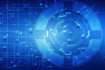 2d illustration Abstract futuristic electronic circuit technology background