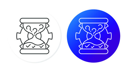 two icons, gradient, hourglass, question marks turn into solutions