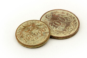 Old Turkish coin. Money collection.