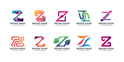 Set of letter Z logo collection with creative and unique concept Premium Vector