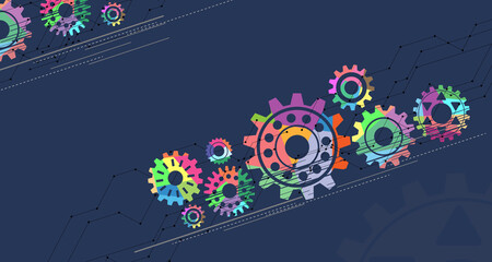 gear abstract technology background with geometric colorful . EP.1