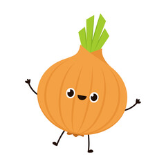 Onion character design. Onion on white background.