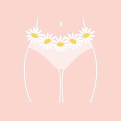Menstrual cramps and pain linear icon. Gynecological diseases in women - uterus and ovary disorders, Lower abdominal acute pain, infertility. Contour symbol. Vector isolated outline, silhouette