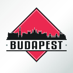Budapest Hungary Skyline Logo. Adventure Landscape Design. Vector Illustration Cut File.