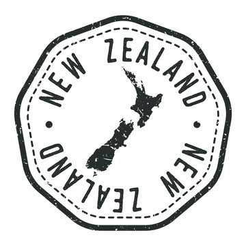 New Zealand Map Stamp Retro Postmark. Silhouette Postal Passport. Seal Round Vector Icon. Badge Vintage Postage Design.