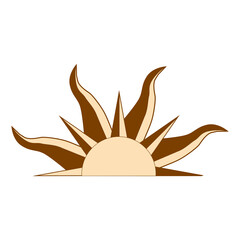Magic concept, half vintage sun with cat's eye, trending beige. Figure astrology, Boho design, pagan symbols for divination
