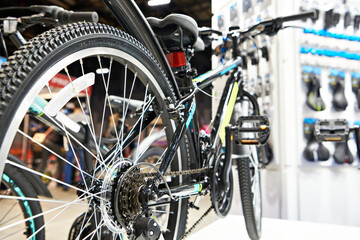 Fototapeta na wymiar Bicycle in sport goods store