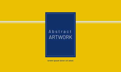 Abstract vector design. Yellow background and contrast blue place for text or message. Minimal card, flyer or web page.