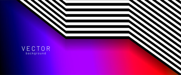 Colorful geometric background with color gradient and striped lines. Futuristic geometric style. Eps10 vector.