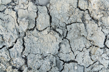 Closeup of dry soil. Cracked texture of ground. Ground in drought, Soil texture and dry mud, Dry land.
