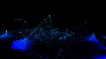 4k 3d abstract Digital background with graph made of nodes shaped NFT text.abstract neon geometrical lines with moving triangles and connection dots.  - Powered by Adobe