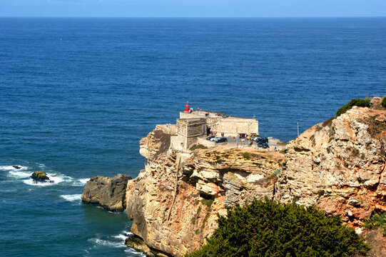 Sao Miguel fortress (lighthouse) in Nazare, Portugal