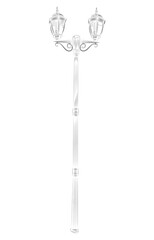 Street clocks and a lamp post, hand-drawn