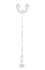 Street clocks and a lamp post, hand-drawn