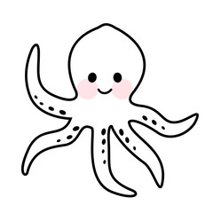 Cute little octopus line art character