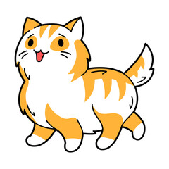 Illustration of cute kawaii cat. Cartoon character.