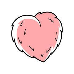 Illustration of cute pink fluffy heart. Cartoon icon.