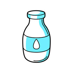 Illustration of plastic milk bottle. Cartoon icon.