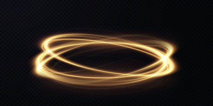 Golden circle light png. Luminous gold wavy line of light on a transparent  background. Curve gold line png for games, video, photo, callout, HUD.  Isolated vector illustration. Stock Vector | Adobe Stock