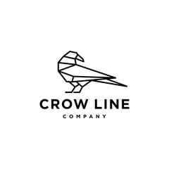 raven crow logo abstract geometric line vector design, minimal and simple outline icon.