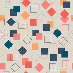 Seamless pattern vector design geometric with square shapes with a minimal and modern style and with desaturated pastel colors