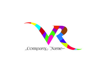 VR letter or VR colorful logo design