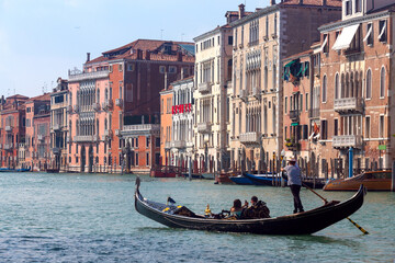 Obraz na płótnie Canvas Venice. Stone facades of old houses along the Gran Canal.