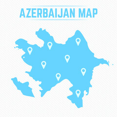 Obraz premium Azerbaijan Simple Map With Map Icons