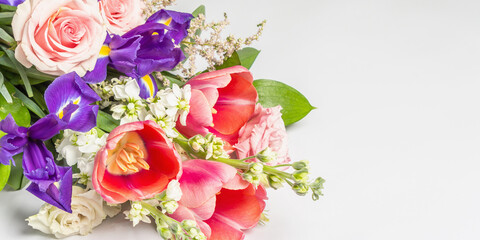 A beautiful bouquet of fresh flowers isolated on white background