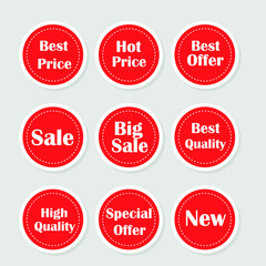 Price tag and best sale, template collection. Set of sale tags. Labels for design banners and postcards. Vector.
