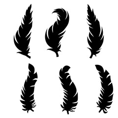 Obraz premium illustration of an old feather. Feather feather silhouette. Retro image of letter with feather icon.