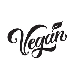 Obraz premium Vegan typography vector design for health centers, organic and vegetarian stores, poster, logo. Vegan vector text. Calligraphic handmade lettering. Vector illustration.