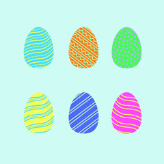 Easter eggs icons. Vector illustration. Easter eggs with different texture
