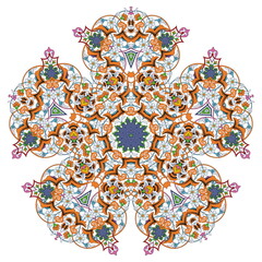 Multicolor ornament in arabesque or mandala style. Decorative element for design. Vector illustration. 