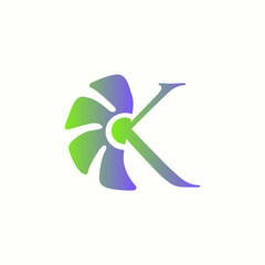 logo letter k with icon fan, vector design	