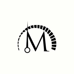 logo letter m with icon Speedometer vector design	