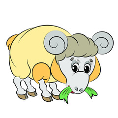 Vector image of a cute ram on a white background